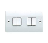 MK Logic Plus K4874WHI White Moulded 10A 4 Gang SP 2 Way Plate Switch