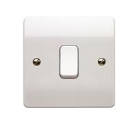 MK Logic Plus K4876WHI White Moulded 10A 1 Gang DP 1 Way Plate Switch
