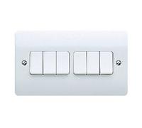 MK Logic Plus K4879WHI White Moulded 10A 6 Gang SP 2 Way Plate Switch