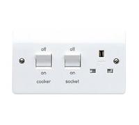 MK Logic Plus K5040WHI White Moulded 45A DP Cooker Unit & 13A Switched Socket