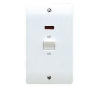 MK Logic Plus K5215WHI White Moulded 50A 2G DP Vertical Switch with Neon