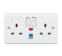 MK Logic Plus K6231WHI White Moulded 2G 13A RCD Protected Socket 30mA Active