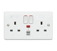 MK Logic Plus K6233WHI White Moulded 2G 13A RCD Protected Socket 30mA Passive