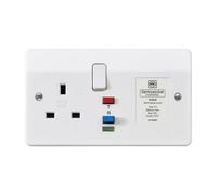 MK Logic Plus K6400WHI White Moulded 1G 13A RCD Protected Socket 30mA Active