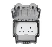 MK Masterseal Plus K56481GRY 13 amp 2-Gang Unswitched Socket