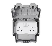 MK Masterseal Plus K56482RY 13 amp 2-Gang Switched Socket, Grey