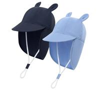 MK MATT KEELY 2 PCS Baby Sun Hat Toddlers Summer Legionnaires Hat Boys Girls Bear Beach Cap with Neck Protection Kids,Blue+Navy,Age 12-24 Months