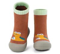 MK MATT KEELY Baby Boy Shoes Toddlers Dinosaur Sock Shoes Baby Barefoot Shoes with Anti Slip Rubber Sole,Orange,6-9 Months