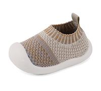MK MATT KEELY Baby First Walking Shoes for Wide Feet Boys Girls Soft Mesh Breathable Sneakers for Toddler Infant,Grey+Yellow,8.5 UK Child