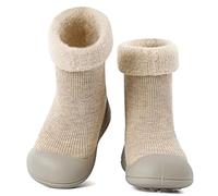 MK MATT KEELY Baby Shoes Boys Girls Winter Warm Sock Shoes Toddlers Thick Pre Walkers Shoes with Anti-Slip Rubber Sole,Beige,12-18 Months