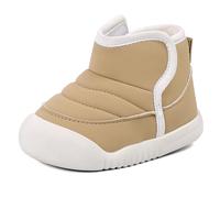 MK MATT KEELY Baby Winter Boots Toddlers Waterproof Snow Booties Boys Girls Warm Fleece Shoes with Anti-Slip Rubber Sole,Khaki,Size 2 UK Child
