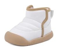 MK MATT KEELY Baby Winter Boots Toddlers Waterproof Snow Booties Boys Girls Warm Fleece Shoes with Anti-Slip Rubber Sole,White,Size 2 UK Child