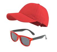 MK MATT KEELY Baseball Cap Sunglasses Set for Boys Girls 3-10 Years Shades Unisex Kids Adjustable Sports Sun Hat Summer Outdoor Accessories,Red