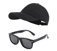 MK MATT KEELY Baseball Cap Sunglasses Set for Boys Girls 3-10 Years Shades Unisex Kids Adjustable Sports Sun Hat Summer Outdoor Accessories,Black