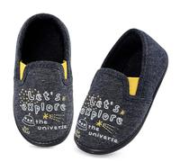MK MATT KEELY Boys Slippers Kids Cosy House Slipper Toddlers Space Style Slip On Barefoot Slippers,Dark Grey,11.5/12 UK Child
