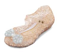 MK MATT KEELY Girls Dress Up Shoes Kids Cinderella Elsa Princess Flats with Bow Toddlers Mary Jane Jelly Shoes for Party Halloween Cosplay,Gold,10.5 UK Child