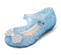 MK MATT KEELY Girls Dress Up Shoes Kids Cinderella Elsa Princess Flats with Bow Toddlers Mary Jane Jelly Shoes for Party Halloween Cosplay,Blue,13.5 UK Child