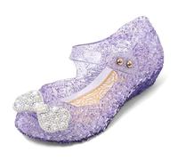 MK MATT KEELY Girls Dress Up Shoes Kids Cinderella Elsa Princess Flats with Bow Toddlers Mary Jane Jelly Shoes for Party Halloween Cosplay,Purple,11.5 UK Child