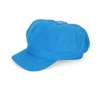 MK MATT KEELY Women Baker Boy Hat Peaked Beret with Brim Ladies Adjustable Flat Cap Solid Color PU Leather Blue