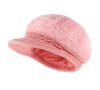 MK MATT KEELY Women Baker Boy Hat Winter Warm Peaked Beret with Brim Ladies Wool Flat Cap,Pink,One Size