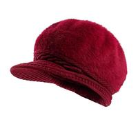 MK MATT KEELY Women Baker Boy Hat Winter Warm Peaked Beret with Brim Ladies Wool Flat Cap,Red,One Size