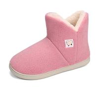 MK MATT KEELY Women Slipper Boots Men Faux Fur Lining Bootie Slippers Kids Warm Winter Family Matching Shoes,Pink,7/8 UK