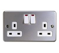 MK Metalclad Plus K2446 ALM 13A 2G Double Pole Switchsocket with Neon