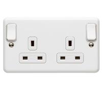 MK Metalclad Plus K3045 WHI 2-Gang 13 amp Double-Pole Switch Socket with Outboard Rockers