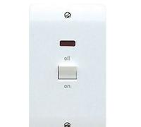 MK Single Plate Switch DP 45A with Neon Indicator,White