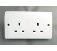 MK Unswitched Double Socket DP 13A,White