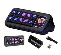 MK10 Multi-Functional AI Voice Control Panel, Onboard 10x0.85inch Mechanical LCD Macro Keys and 2.01inch Secondary Screen, Linux + QMK Dual-System, Support AI Speech recognition & Interaction, Black