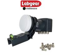 (MK4 Quad LNB+ 8 F Plugs) MK4 Sky Quad 4 Way Visiblewave Digital LNB for Sky+ HD Freesat + 8 F Type Plugs