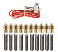 MK8 Extrusion Head Kit, 3D Printer Extruder Hot End Kit,with 10pcs 12V Extruder 0.4mm Nozzle and 10pcs M6 30mm Extruder Throat Tube for Anet A8 A2 MK8 Reprap 3D Printer