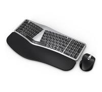 MK960 Ergo Wireless Keyboard Mouse Combo, Bluetooth/2.4G Split Design Keyboard with Palm Rest and 4 Level DPI Adjustable Wireless Mouse, Multi-Device, Rechargeable, for Windows/Mac/Android(Silver)