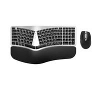 MK960 Ergonomic Wireless Keyboard Mouse Combo, Bluetooth/2.4G Split Design Keyboard with Palm Rest and 4 Level DPI Adjustable Wireless Mouse, Multi-Device, Rechargeable,for Windows/Mac/Android(Sliver)