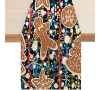 MKAK Christmas Gingerbread Man Table Runner, Indoor Outdoor Party Supplies Snowflake Home Kitchen Festive Candy Dining Room Decor Home Decoration(3,200x33cm)