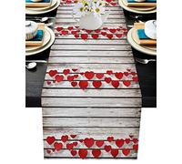 MKAK Colorful Wooden Boards Retro Rustic Table Runner, Wedding Christmas Party Table Runners Home Dining Room Decor Table Cloth Home Decoration(7,33x178cm)