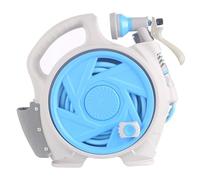 MKAK Garden Hose Reel, Multi Pattern Sprayer Nozzle 14M Length Water Pipe Truck Compact Retractable with Automatic Rewind(Blue)