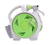 MKAK Garden Hose Reel, Multi Pattern Sprayer Nozzle 14M Length Water Pipe Truck Compact Retractable with Automatic Rewind(Green)