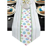 MKAK Happy Easter Wood Grain Table Runners, Home Easter Decorations Modern Tablecloths Party Decor Table Runner Home Decoration(33x274cm)
