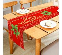 MKAK Santa Claus Merry Christmas Party Decoration Red Dining Table，Various Sizes Of Family Dining Table Flags Home Decoration(10,33x90cm)