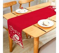 MKAK Santa Claus Merry Christmas Party Decoration Red Dining Table，Various Sizes Of Family Dining Table Flags Home Decoration(06,33x280cm)