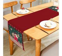 MKAK Santa Claus Merry Christmas Party Decoration Red Dining Table，Various Sizes Of Family Dining Table Flags Home Decoration(03,33x120cm)