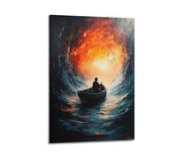 MKALDXCC Into The Abyss Surreal Lonely Boatman Poster Poster Decorative Painting Canvas Wall Posters And Art Picture Print Modern Family Bedroom Decor Posters 24x36inch(60x90cm)