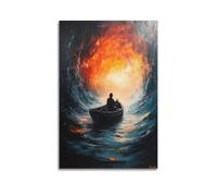 MKALDXCC Into The Abyss Surreal Lonely Boatman Poster Poster Decorative Painting Canvas Wall Posters And Art Picture Print Modern Family Bedroom Decor Posters 24x36inch(60x90cm)