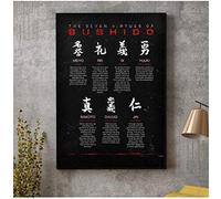 MKAN Japanese Kanji Samurai Black White Bushido Code Poster Painting Art Print Canvas Home Decor Picture -50X70Cm