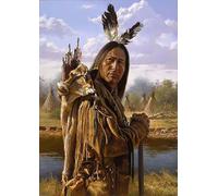 MKANLKX 5D Diy Diamond Painting American Native Indians Manby Numbers Kits Rhinestone Embroider, Handmade Art Decoration 40X50Cm
