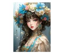 MKANLKX Diamond Painting Ancient Chinese Woman, Diy Full Rhinestone Embroidery Girl Mosaic Picture, Wall Decor 40x50cm Round drill