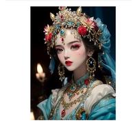 MKANLKX Diamond Painting Ancient Chinese Woman, Diy Full Rhinestone Embroidery Stigmatize Girl Mosaic Picture, Wall Decor 40x50cm Round drill