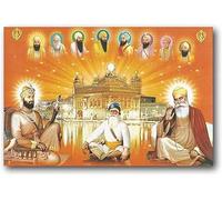 MKANLKX Guru Nanak Dev Ji Gurubobind Singh With Baba Deep Other Eight And Golden Temple 5D Diamond Painting Suitable For Room Decor 40X50Cm